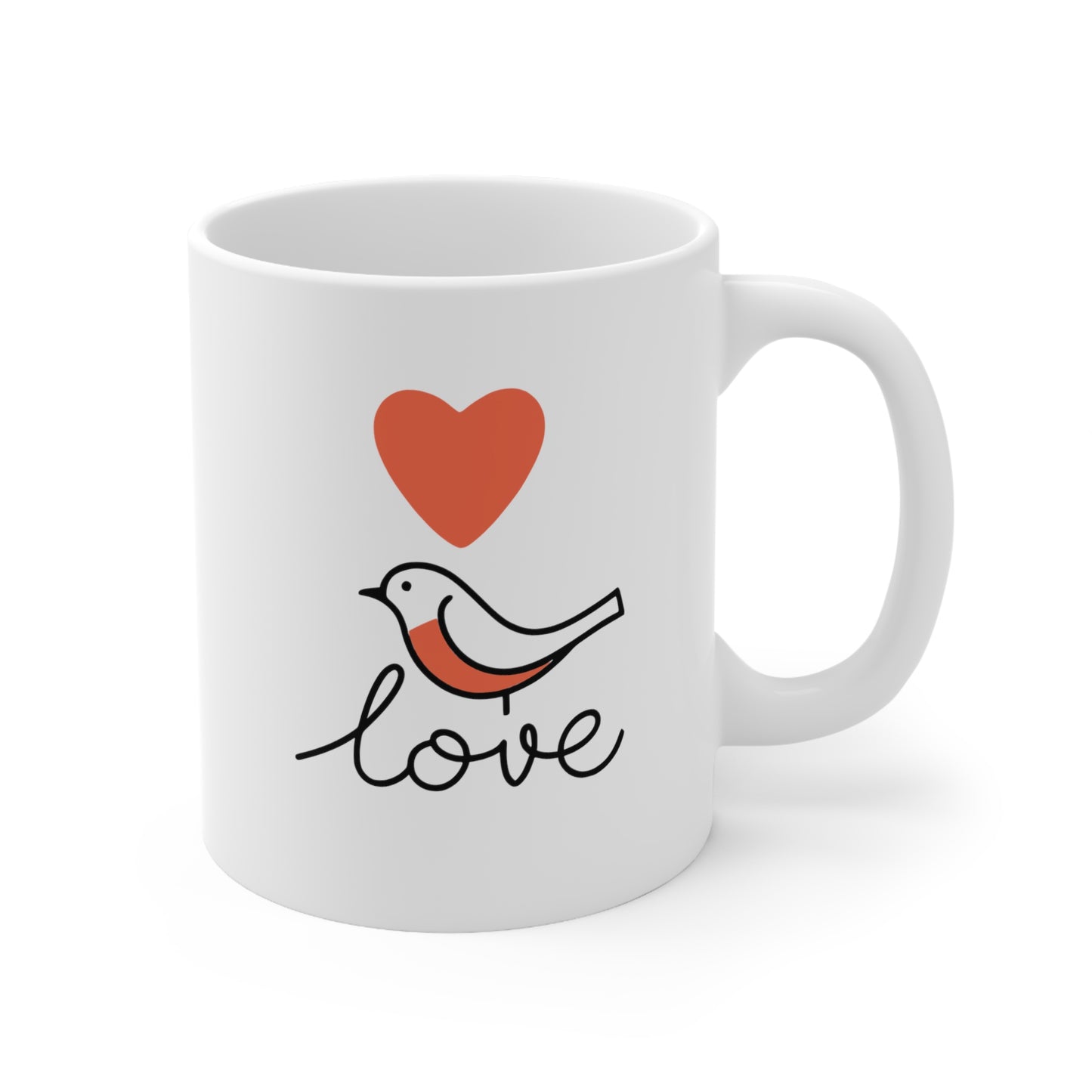 Robin Bird Love Mug, Robin Red Breast, Gift Mug, Remember Me, Love Mug - White 11oz