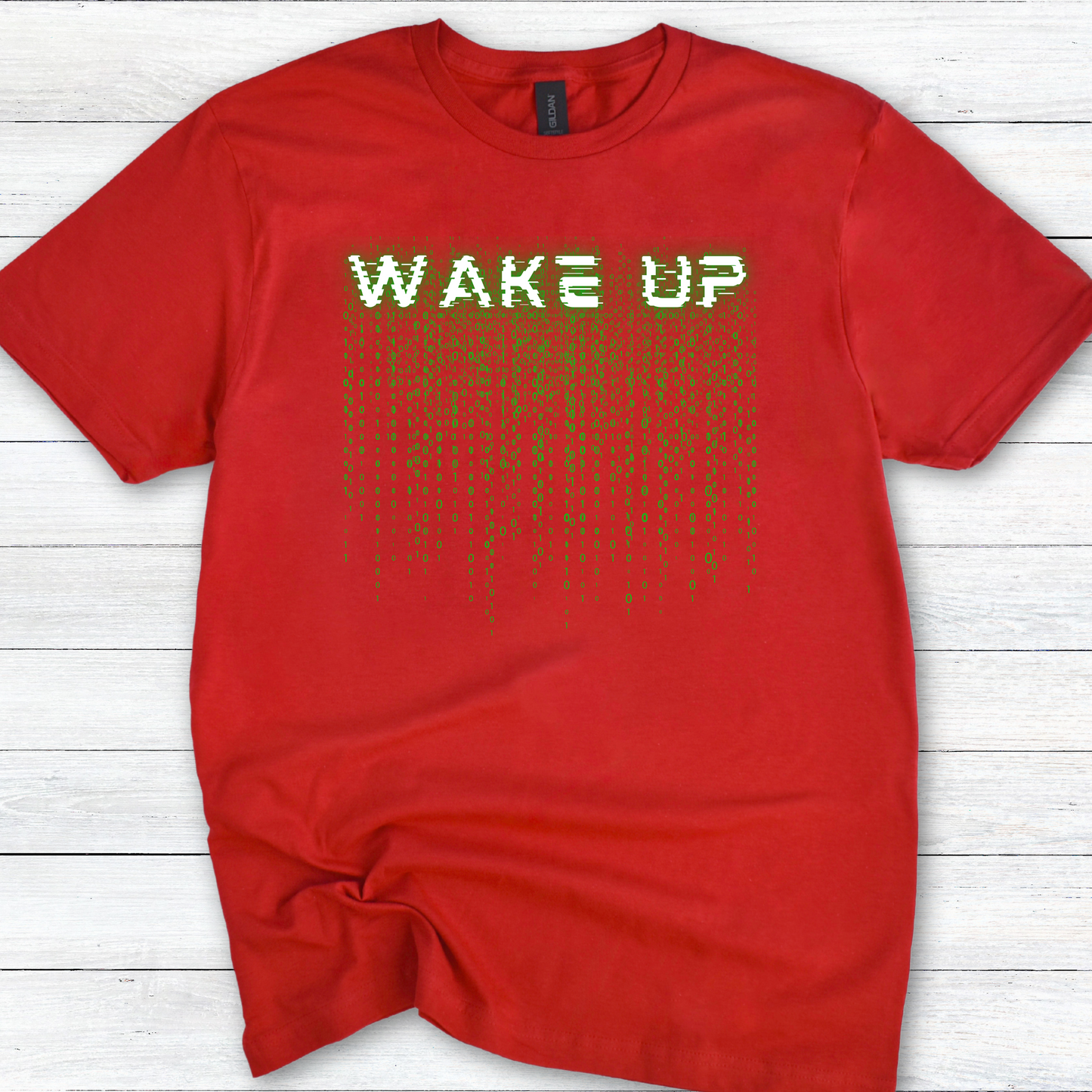 Wake Up - Matrix-Inspired T-Shirt – Sci-Fi Cyberpunk Glitch Tee for Tech & Movie Fans