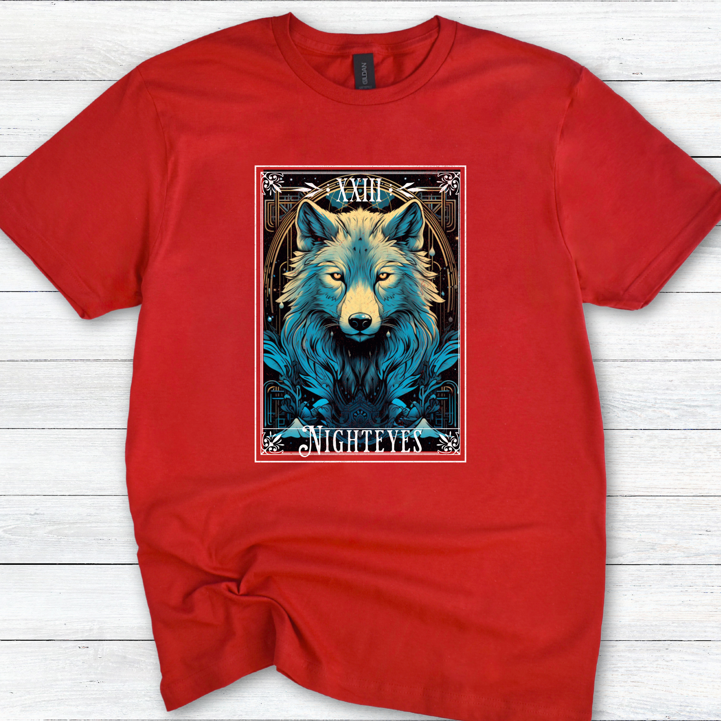 Nighteyes Tarot T-Shirt – Robin Hobb-Inspired Farseer Trilogy Wolf Design