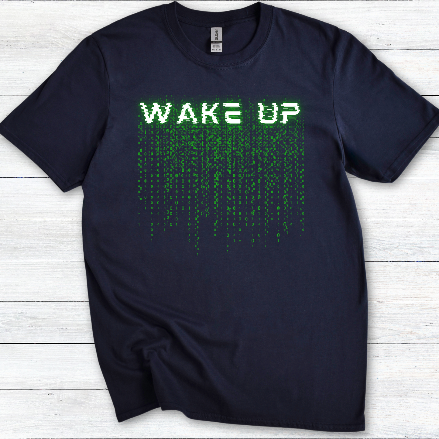 Wake Up - Matrix-Inspired T-Shirt – Sci-Fi Cyberpunk Glitch Tee for Tech & Movie Fans