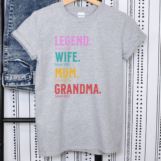 Legend Wife, Mum, Nan, Customized Shirt, Mum Birthday Shirt, Nanna Birthday, Gift For Her, Mothers Day Shirt, Gift for Mum