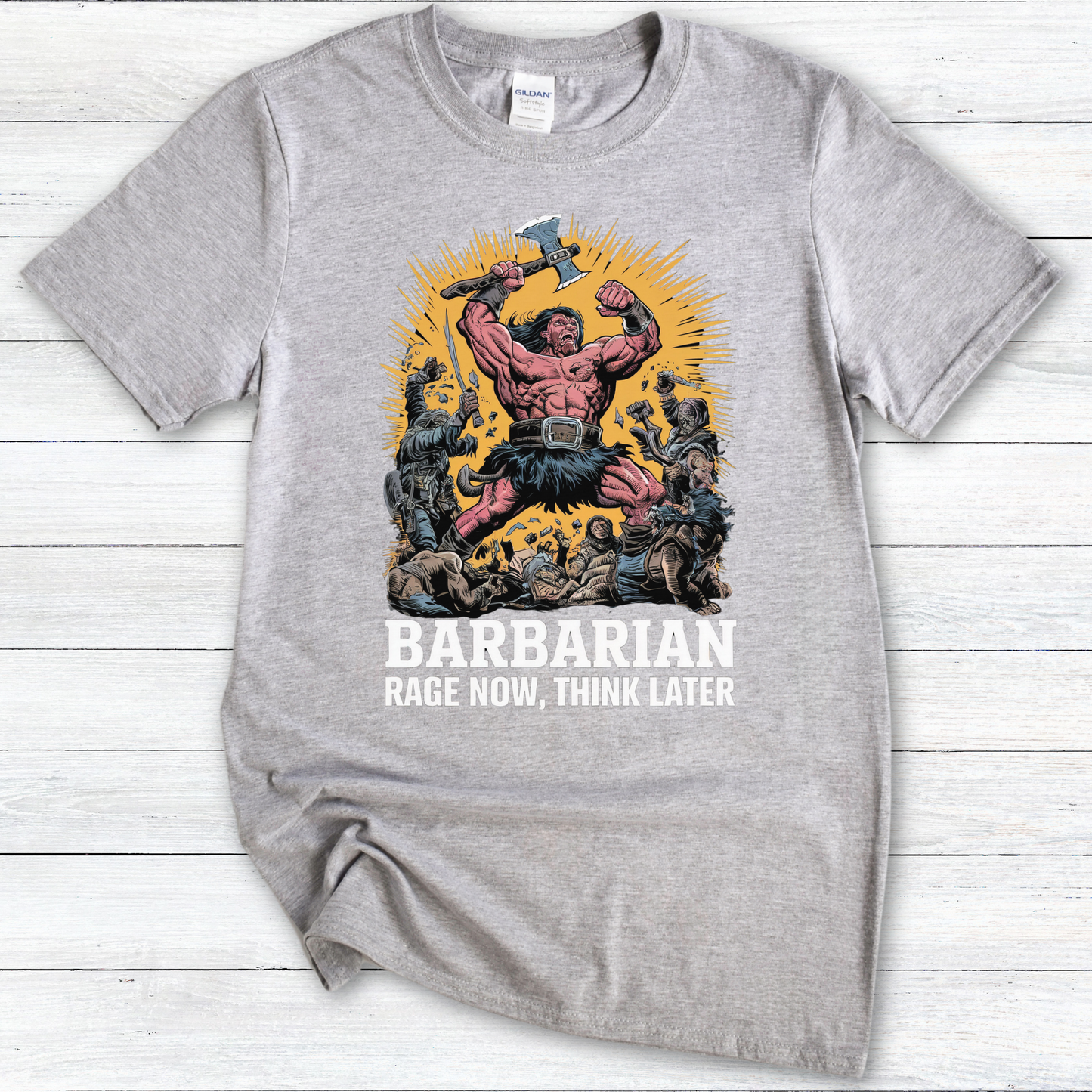 Barbarian: Rage Now, Think Later Funny DnD RPG Tabletop Gaming Tee