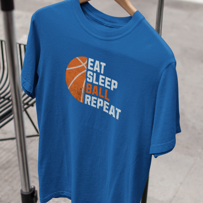 Eat Sleep Ball Repeat, Basketball Fanatic Tee - Unisex Softstyle T-Shirt