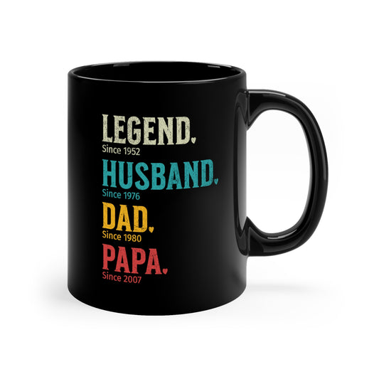 Legend Husband Daddy Papa Personalised Mug, Dad Birthday, Gift For Men, Father's Day, Gift for Grandpa - 11oz Black Mug
