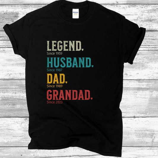 Legend Husband Daddy Papa Customised Tshirt, Dad Birthday Shirt, Dad Christmas Present, Gift For Men, Father's Day Shirt, Gift for Grandpa