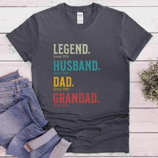 Legend Husband Daddy Papa Customised Tshirt, Dad Birthday Shirt, Dad Christmas Present, Gift For Men, Father's Day Shirt, Gift for Grandpa