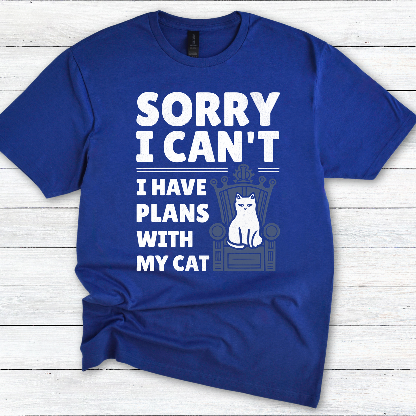 Funny Cat Lover T-Shirt, Sorry I Can't I Have Plans with My Cat, Softstyle Tee, Cat Mom Gift, Cat Dad Shirt, Cat Owner Top