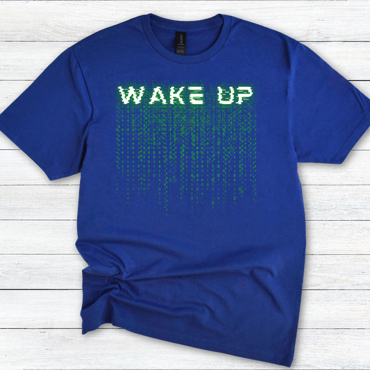 Wake Up - Matrix-Inspired T-Shirt – Sci-Fi Cyberpunk Glitch Tee for Tech & Movie Fans