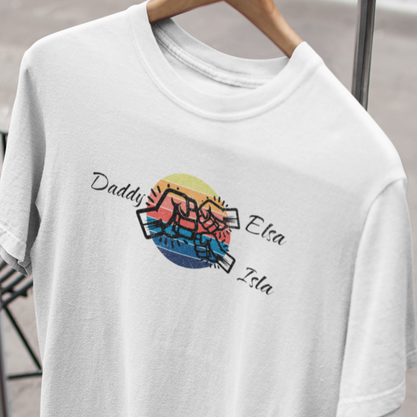 Custom Dad Fist Bump & Childrens Names T-Shirt