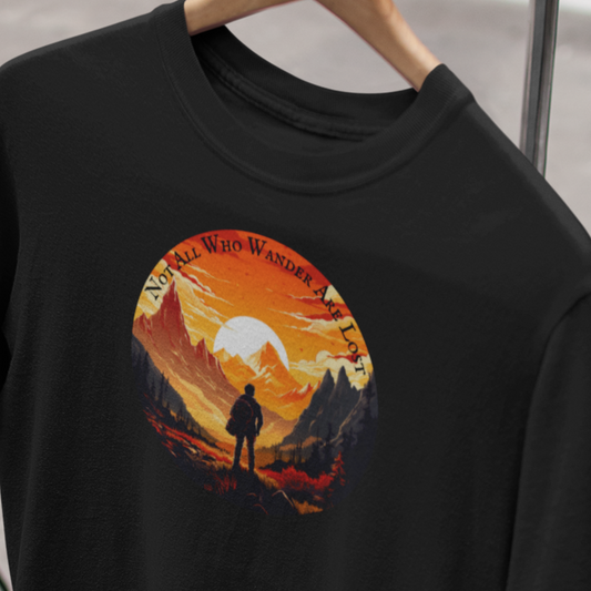 Tolkien Hiking Shirt, Explorers, Walkers, Hikers, Outdoors, J.R.R. Tolkien Quote, Not All Who Wander Are Lost - T-Shirt