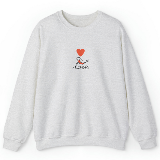 Robin Sweatshirt, Christmas Robin, Robin Bird Heart, Robin Love, Gift for Her, Robin Redbreast, Robin Red Breast