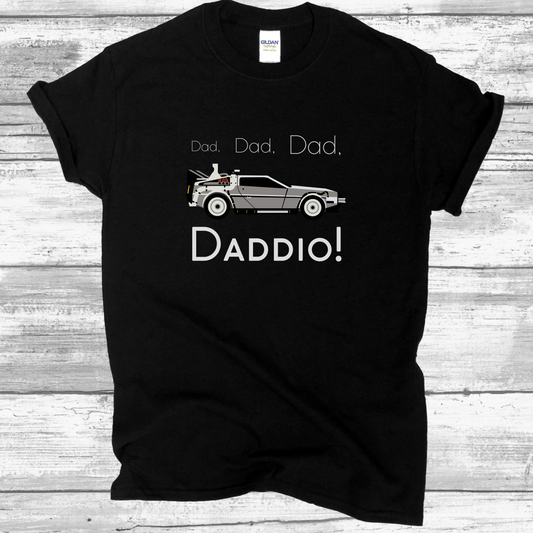 Back to The Future Classic - New Dads T-Shirt" - Delorean & Daddio" Design, Perfect for the Time-Traveling Dad!