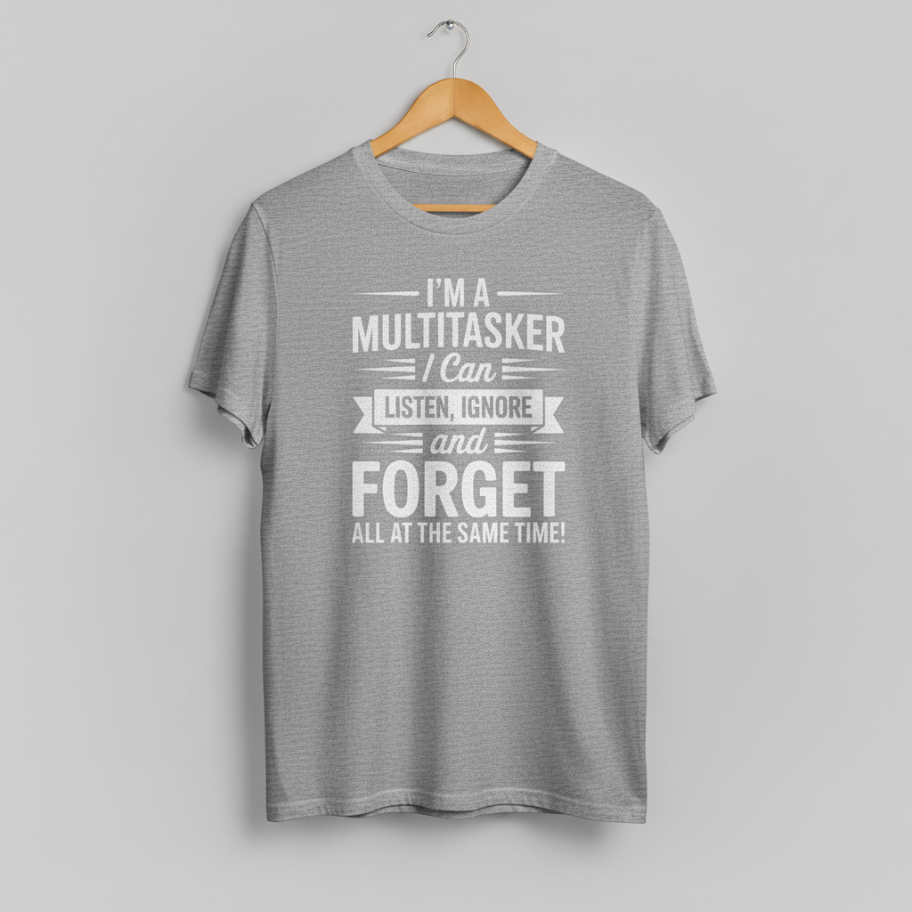 Funny Tee Shirt Gift For Men Women I'm A Multitasker Unisex-Adults Black Cotton Classic Letter Print Crew Neck T-Shirt, Novelty Humor