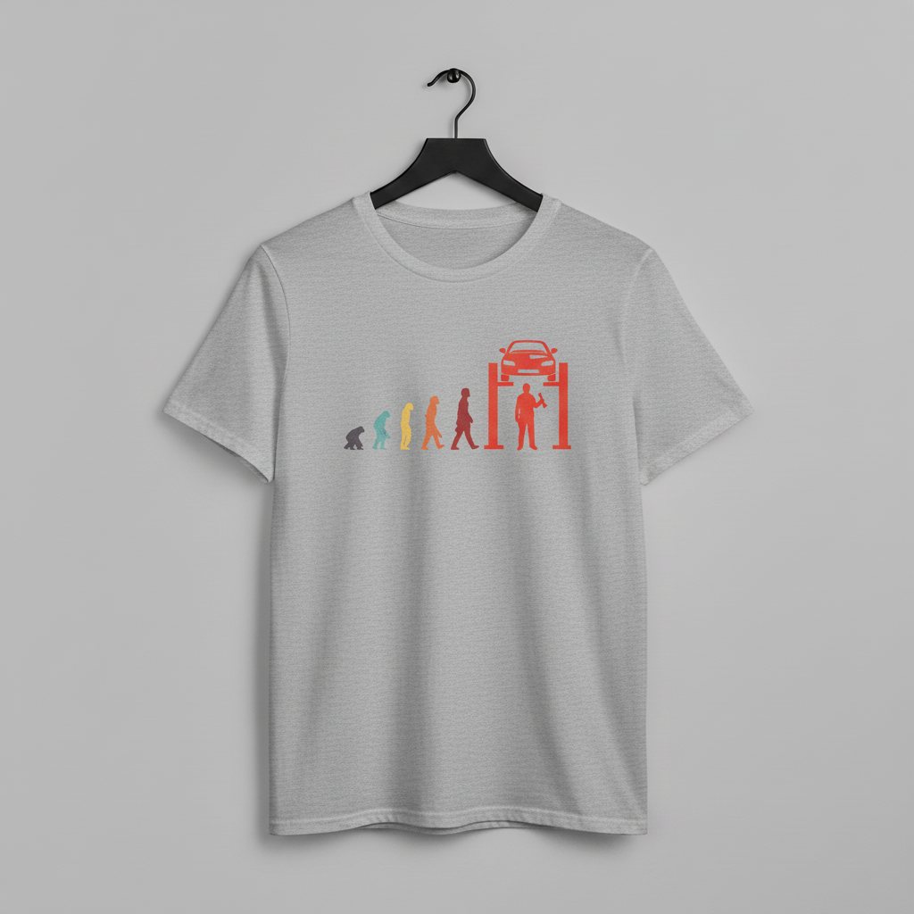 Evolution of Man Car Mechanic T-Shirt, Auto Technician Tee, Mechanic Gift, Funny Garage Shirt, Mechanic Evolution Top