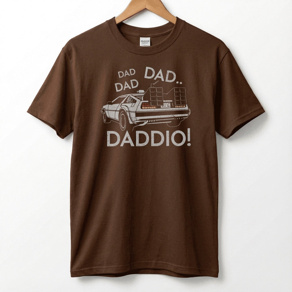 Back to the Future‑Inspired DeLorean Dad Tee — "dad dad dad daddio"