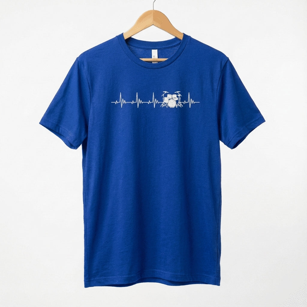 Heartbeat Drum Set T-Shirt | Heart Beats for Drumming Tee
