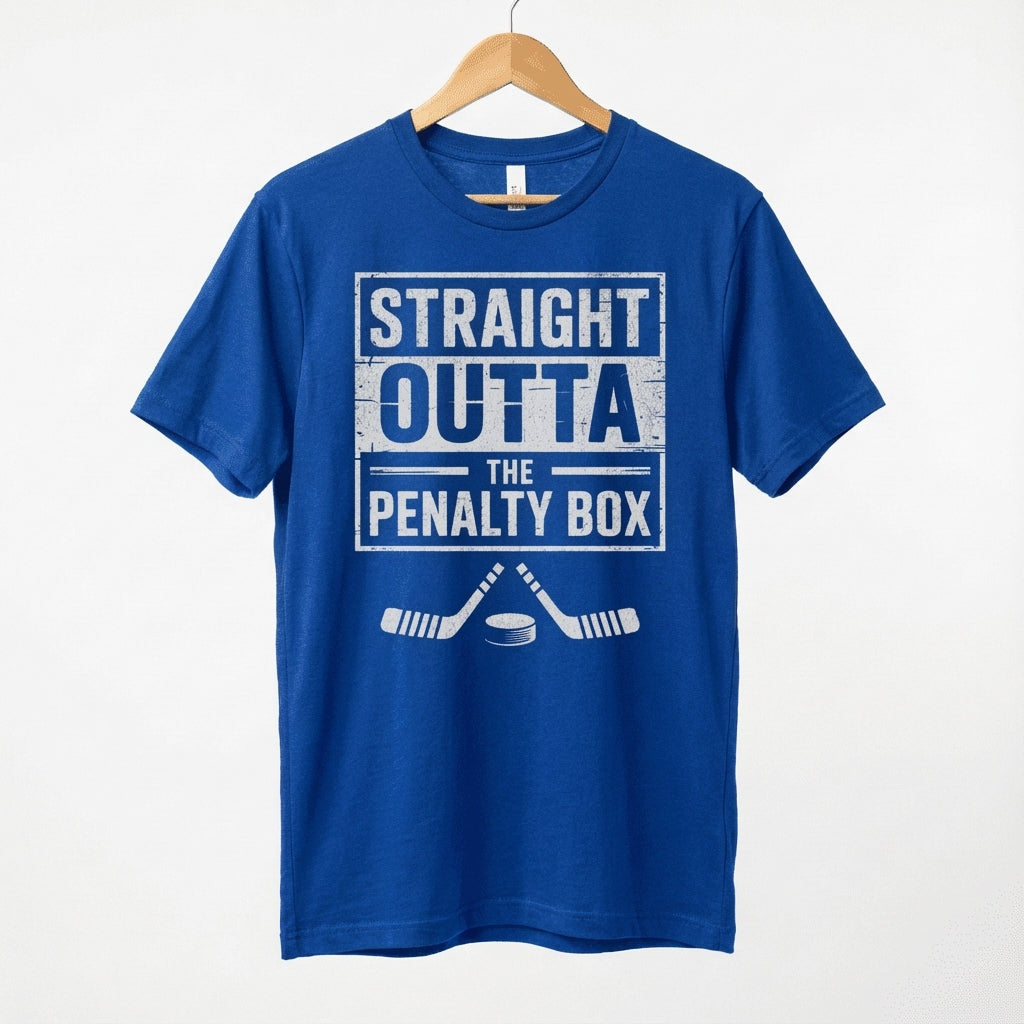 Straight Outta The Penalty Box Ice Hockey Shirt | Hockey Mask & Sticks Tee