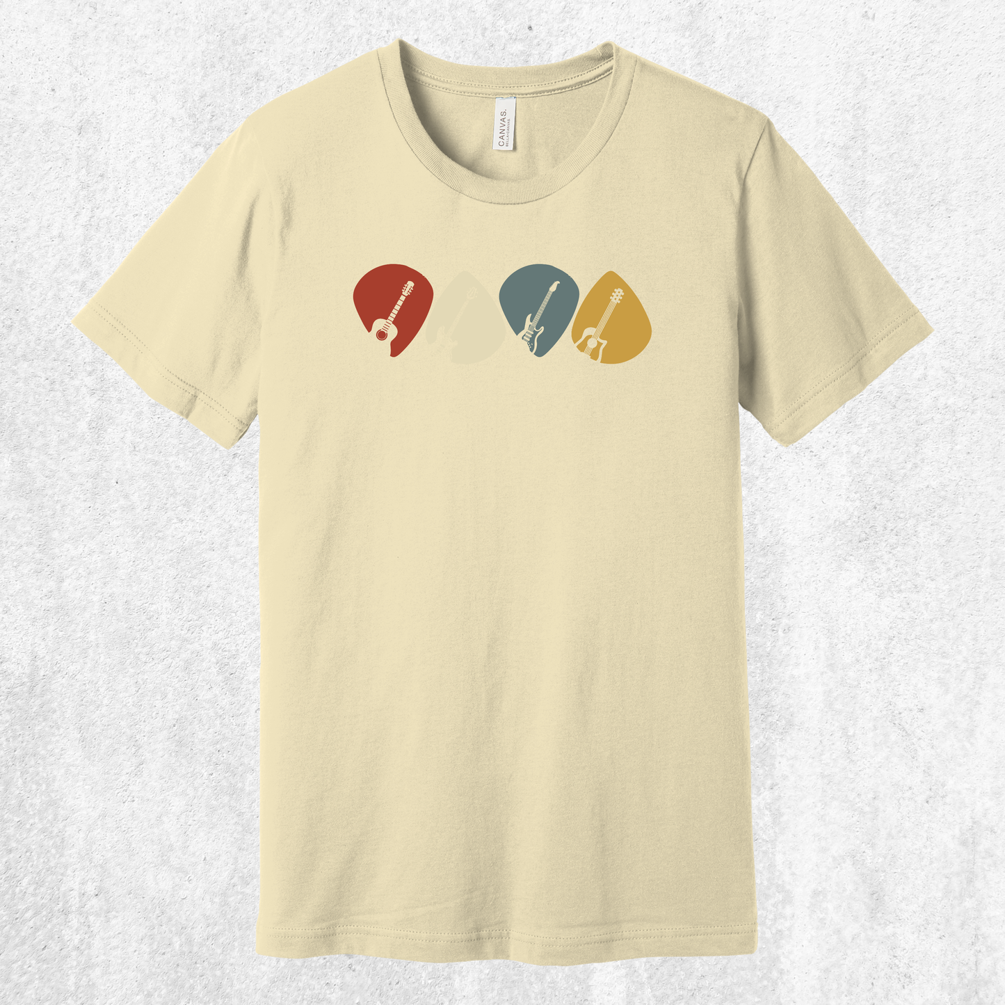 Guitar Plectrum Quartet T-Shirt | 4 Pick Silhouette Tee