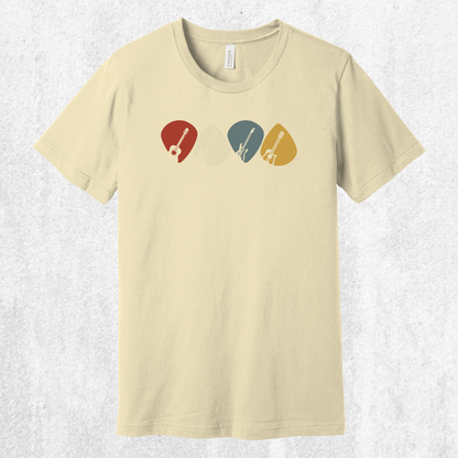 Guitar Plectrum Quartet T-Shirt | 4 Pick Silhouette Tee