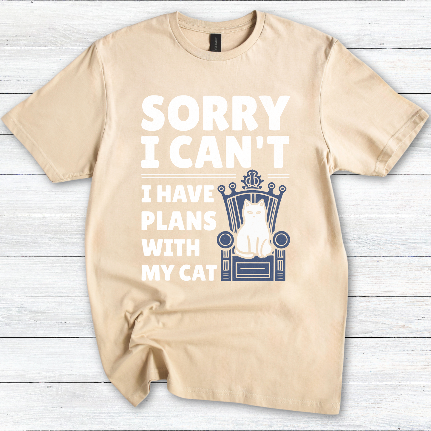 Funny Cat Lover T-Shirt, Sorry I Can't I Have Plans with My Cat, Softstyle Tee, Cat Mom Gift, Cat Dad Shirt, Cat Owner Top