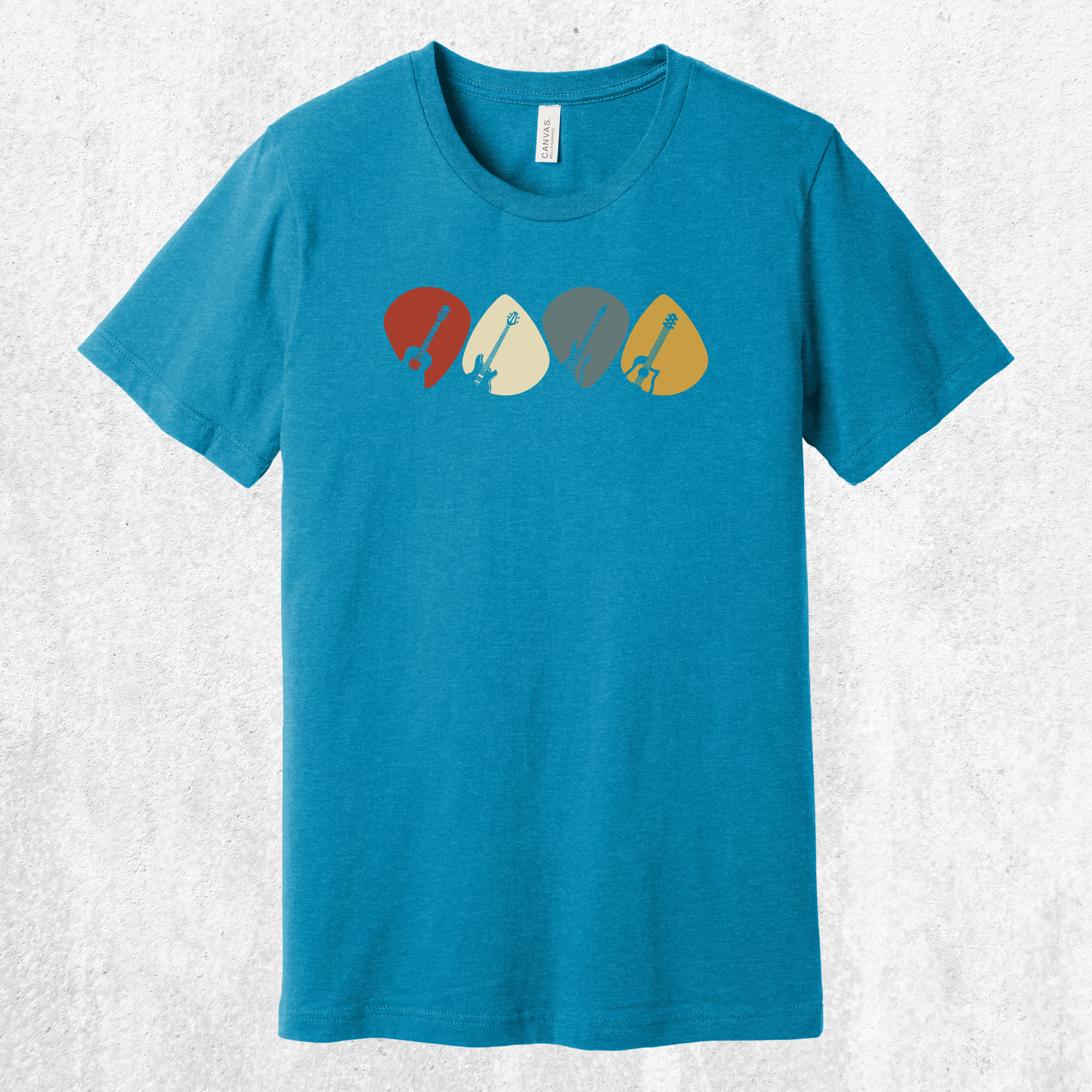 Guitar Plectrum Quartet T-Shirt | 4 Pick Silhouette Tee