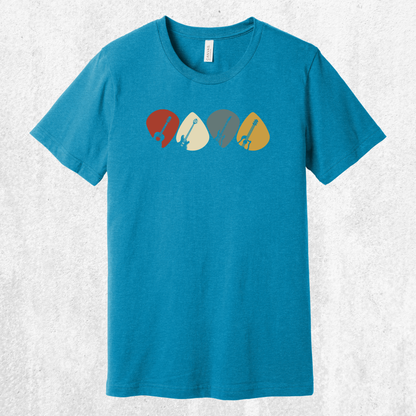 Guitar Plectrum Quartet T-Shirt | 4 Pick Silhouette Tee