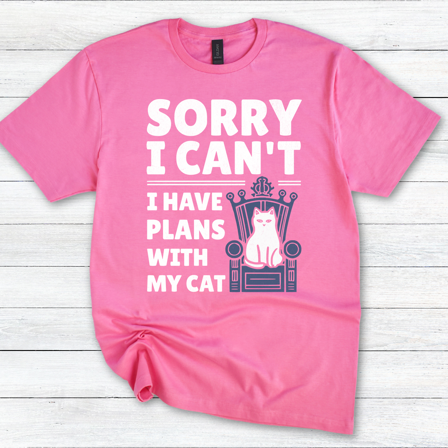 Funny Cat Lover T-Shirt, Sorry I Can't I Have Plans with My Cat, Softstyle Tee, Cat Mom Gift, Cat Dad Shirt, Cat Owner Top