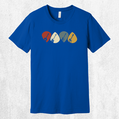 Guitar Plectrum Quartet T-Shirt | 4 Pick Silhouette Tee