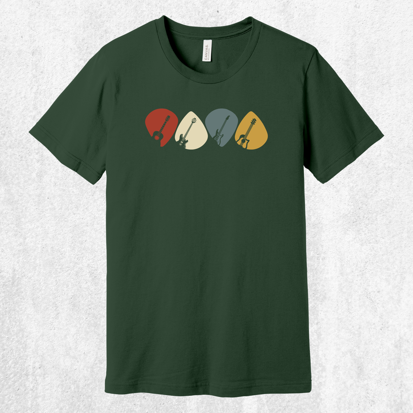 Guitar Plectrum Quartet T-Shirt | 4 Pick Silhouette Tee