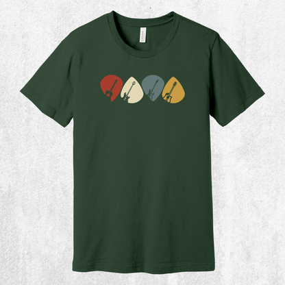 Guitar Plectrum Quartet T-Shirt | 4 Pick Silhouette Tee