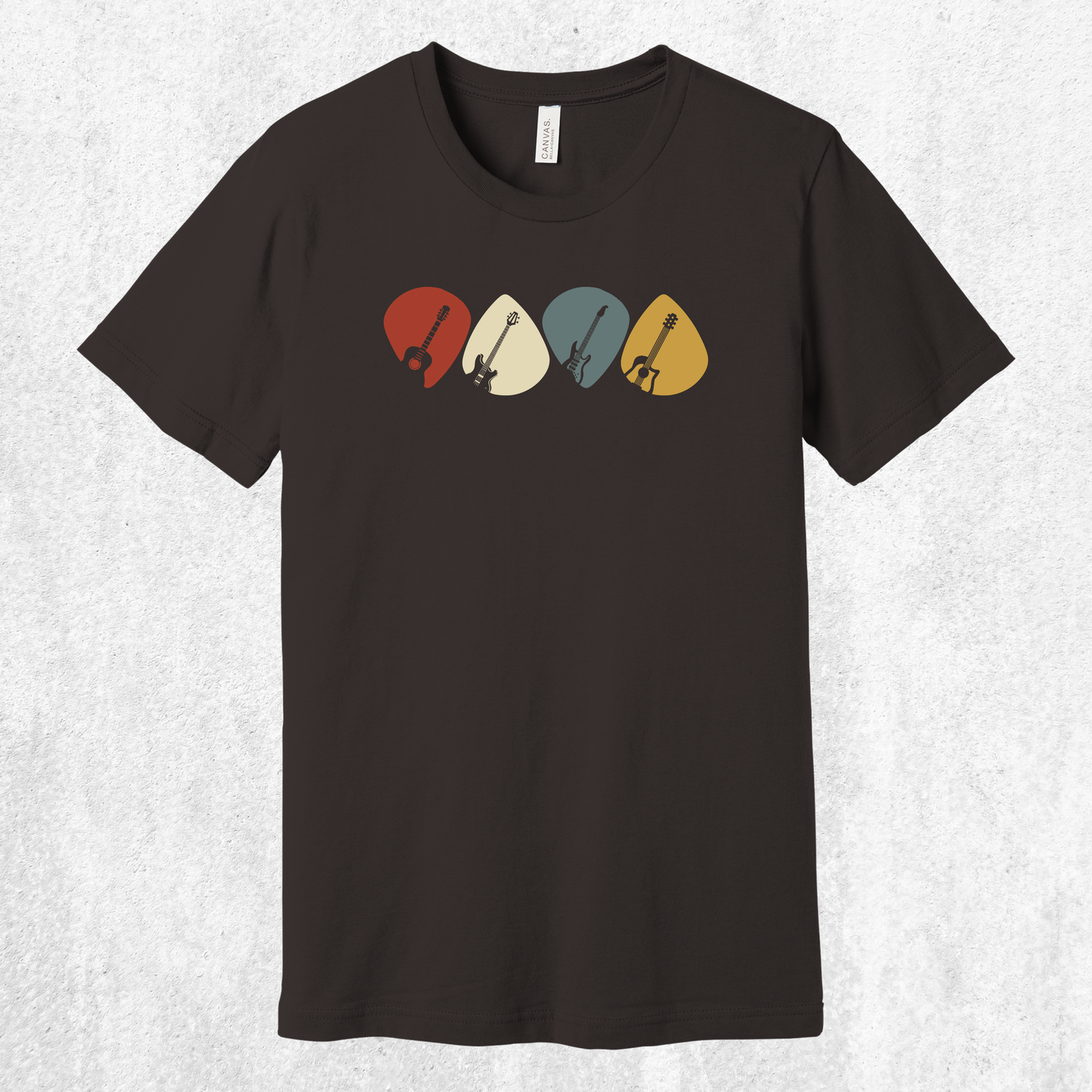 Guitar Plectrum Quartet T-Shirt | 4 Pick Silhouette Tee