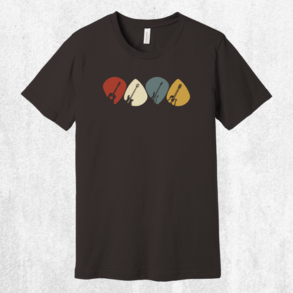 Guitar Plectrum Quartet T-Shirt | 4 Pick Silhouette Tee