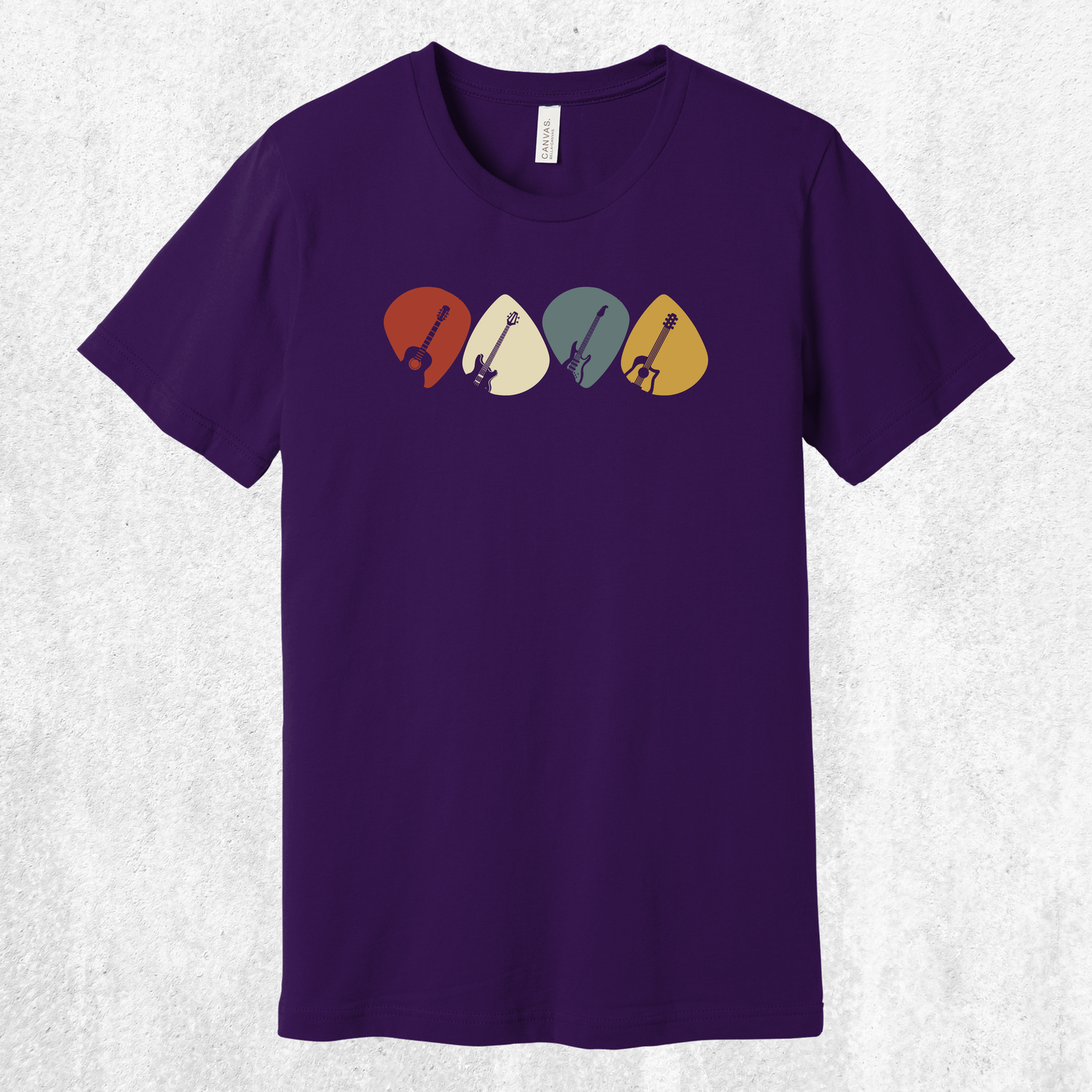 Guitar Plectrum Quartet T-Shirt | 4 Pick Silhouette Tee