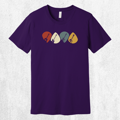 Guitar Plectrum Quartet T-Shirt | 4 Pick Silhouette Tee