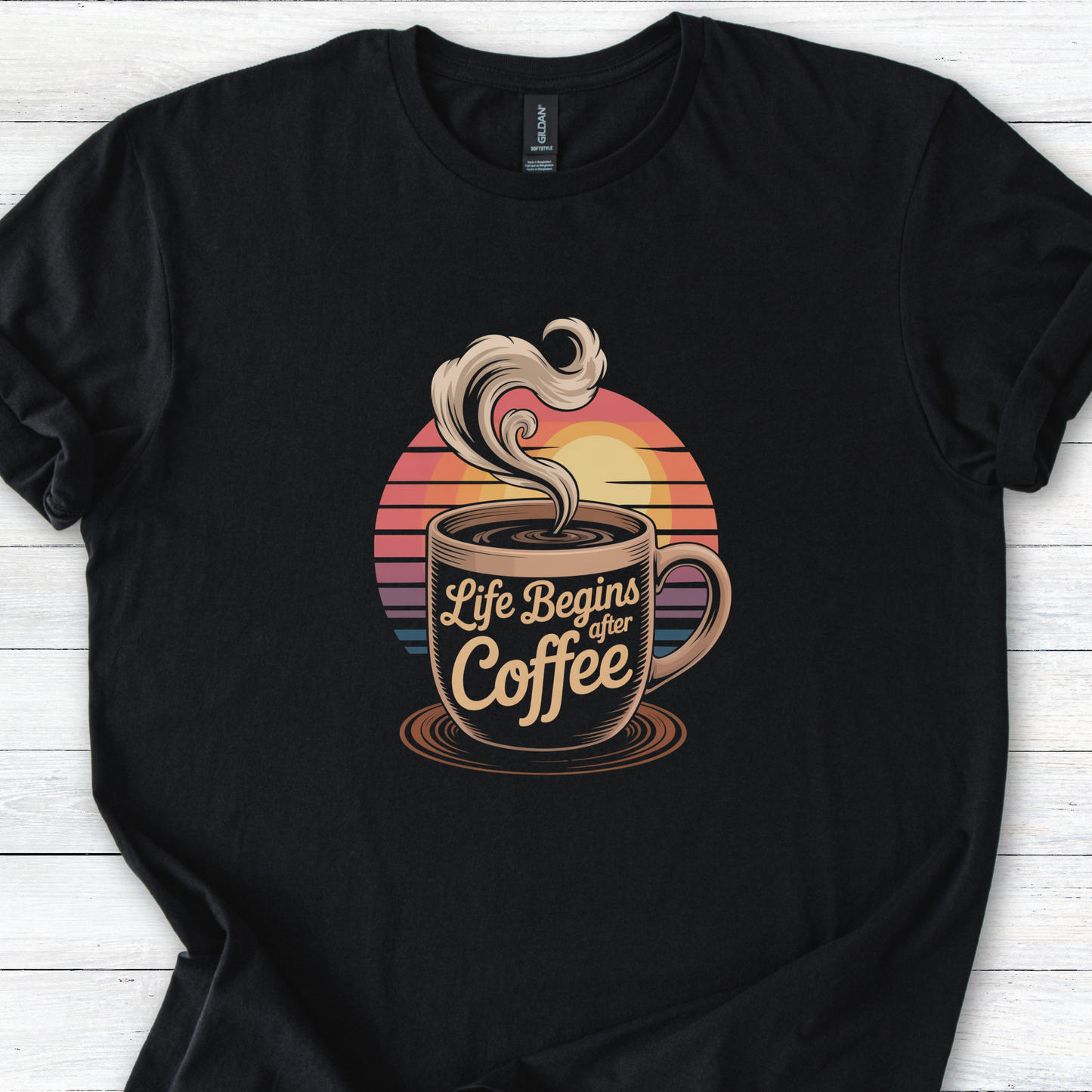 Coffee Lover T-Shirt, Funny Caffeine Tee, Retro Vintage Style Shirt, Morning Person Gift, Unisex Softstyle Top