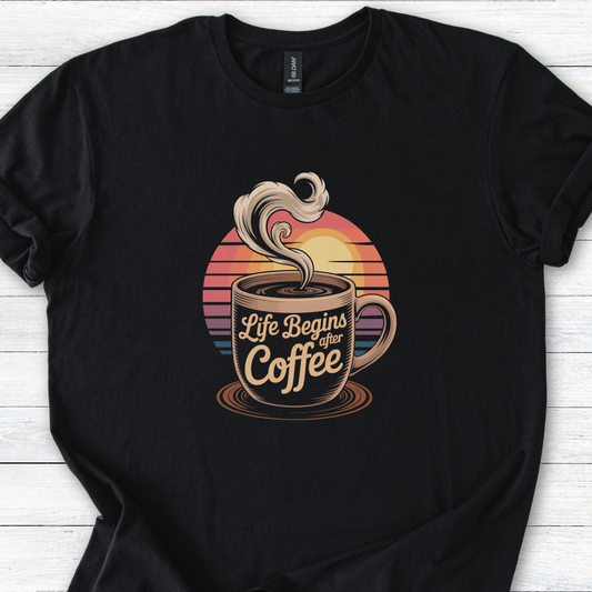 Coffee Lover T-Shirt, Funny Caffeine Tee, Retro Vintage Style Shirt, Morning Person Gift, Unisex Softstyle Top