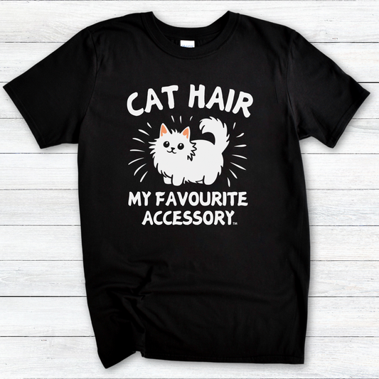 Cat Hair My Favourite Accessory T‑Shirt — Cat Lover Graphic Tee