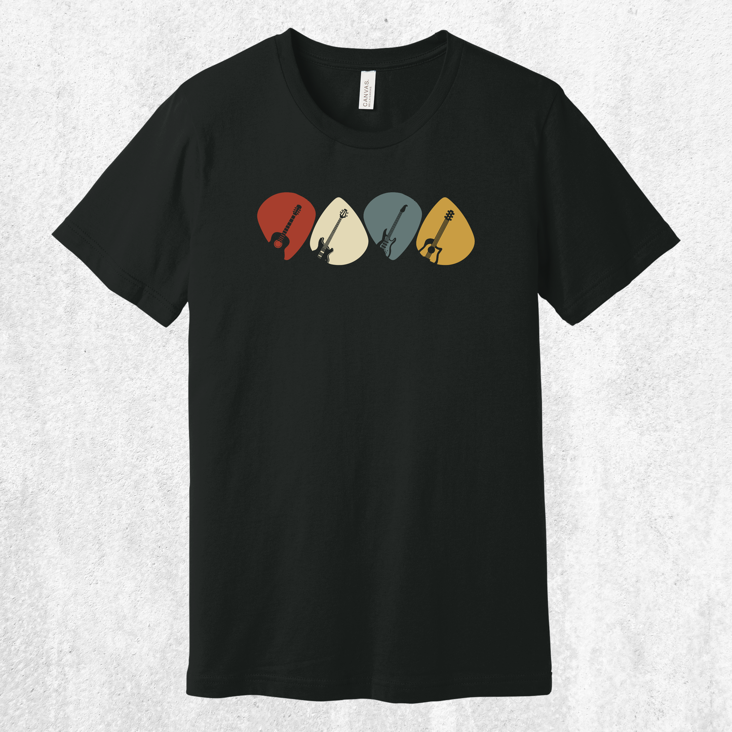 Guitar Plectrum Quartet T-Shirt | 4 Pick Silhouette Tee