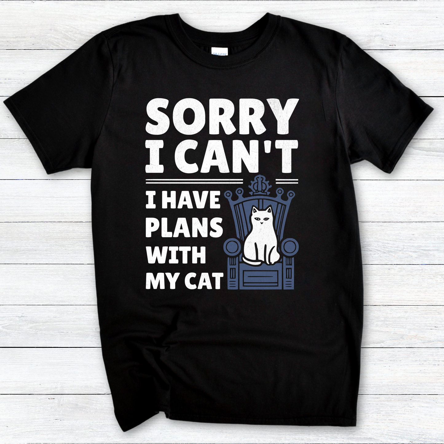 Funny Cat Lover T-Shirt, Sorry I Can't I Have Plans with My Cat, Softstyle Tee, Cat Mom Gift, Cat Dad Shirt, Cat Owner Top