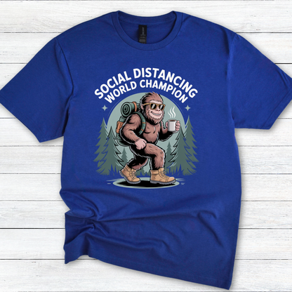 Funny Bigfoot 'Social Distancing World Champion' Tee — Sasquatch Coffee T-Shirt