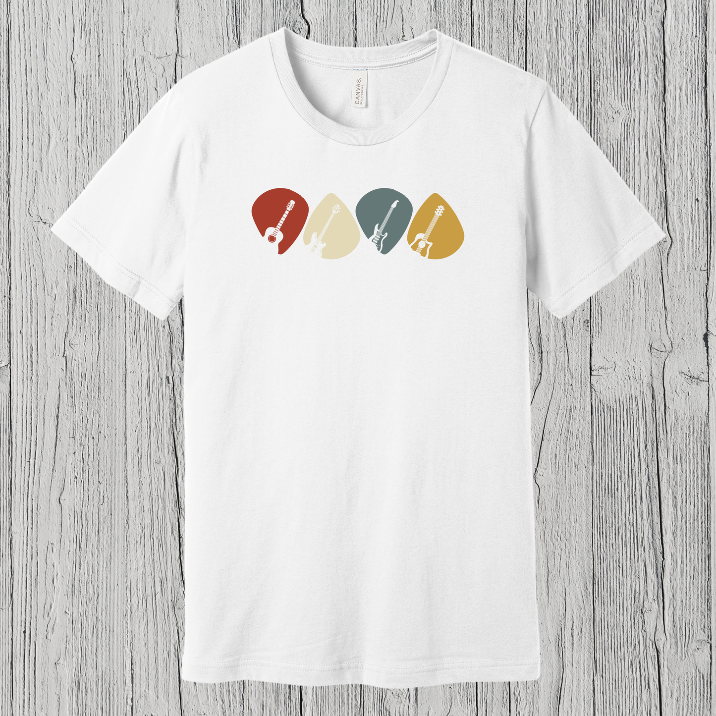 Guitar Plectrum Quartet T-Shirt | 4 Pick Silhouette Tee
