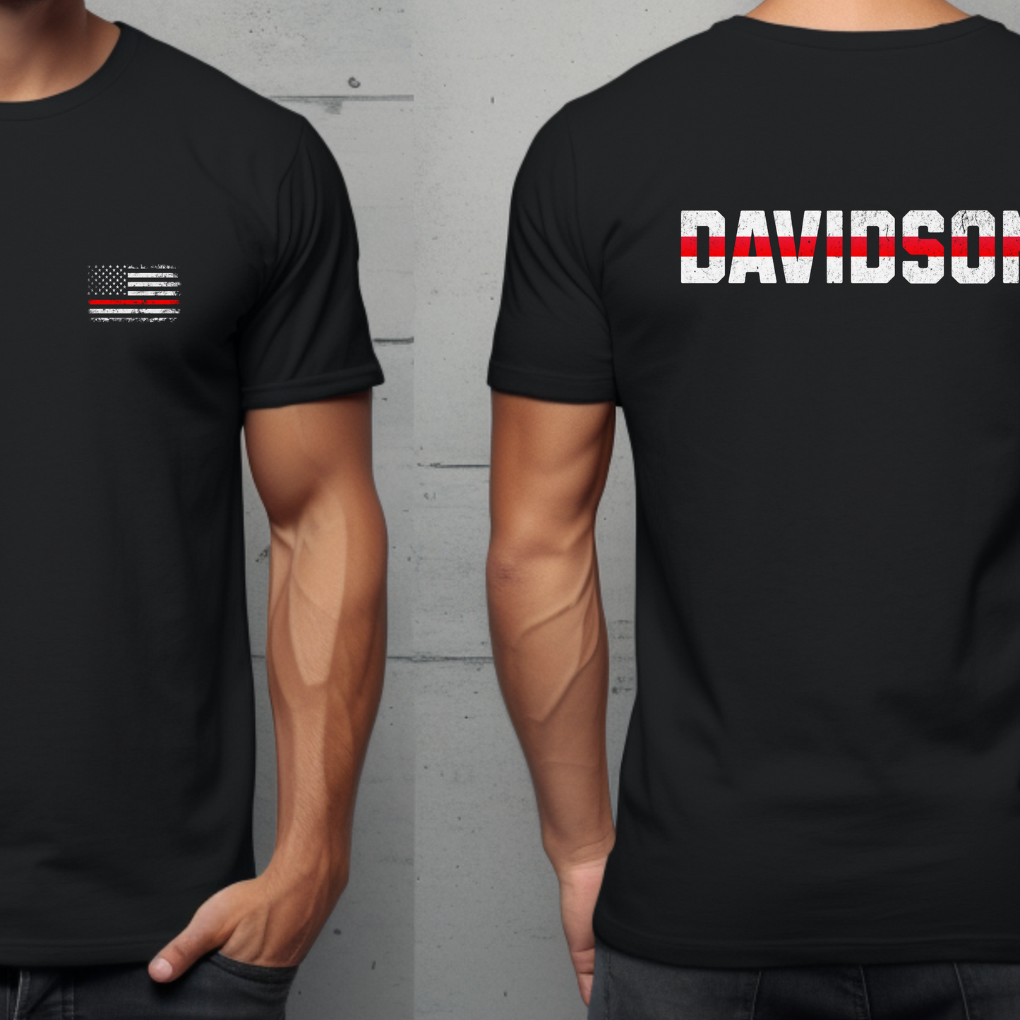 Custom Firefighter Thin Red Line Flag Shirt, Firefighter Gift, Personalized Fireman or Firewoman Gift, Fire Department Gift