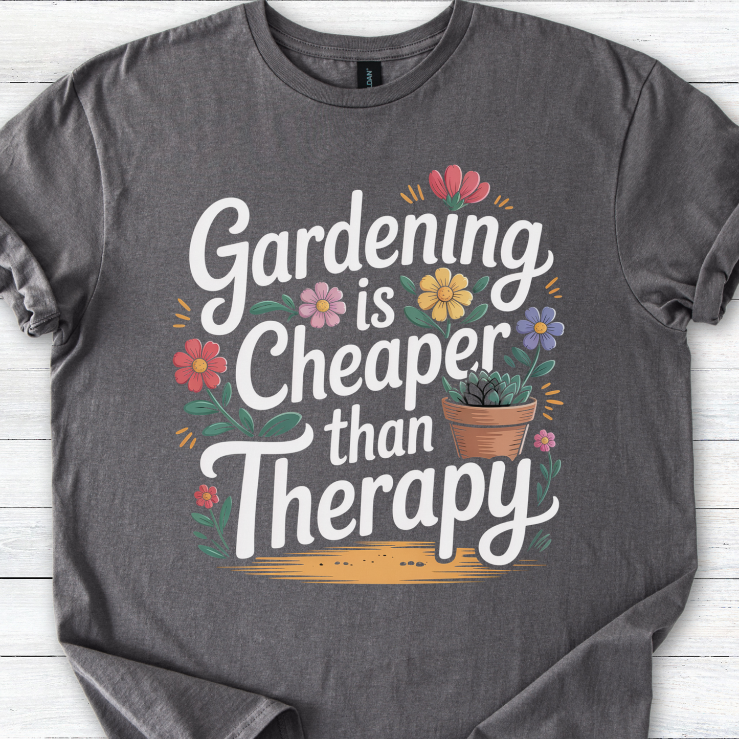 Gardening Shirt, Plant Lover Tee, Garden Gift, Mental Health Humor Tee, Gardening Is Cheaper Than Therapy T-Shirt for Women Men