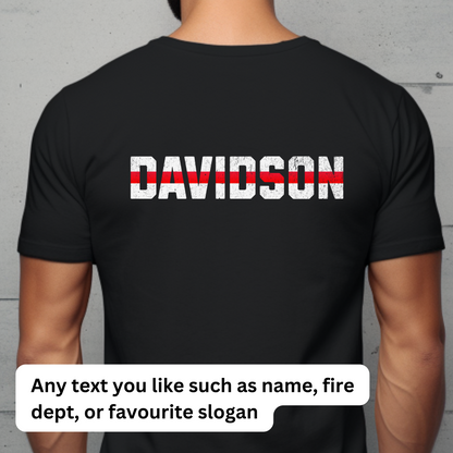 Custom Firefighter Thin Red Line Flag Shirt, Firefighter Gift, Personalized Fireman or Firewoman Gift, Fire Department Gift