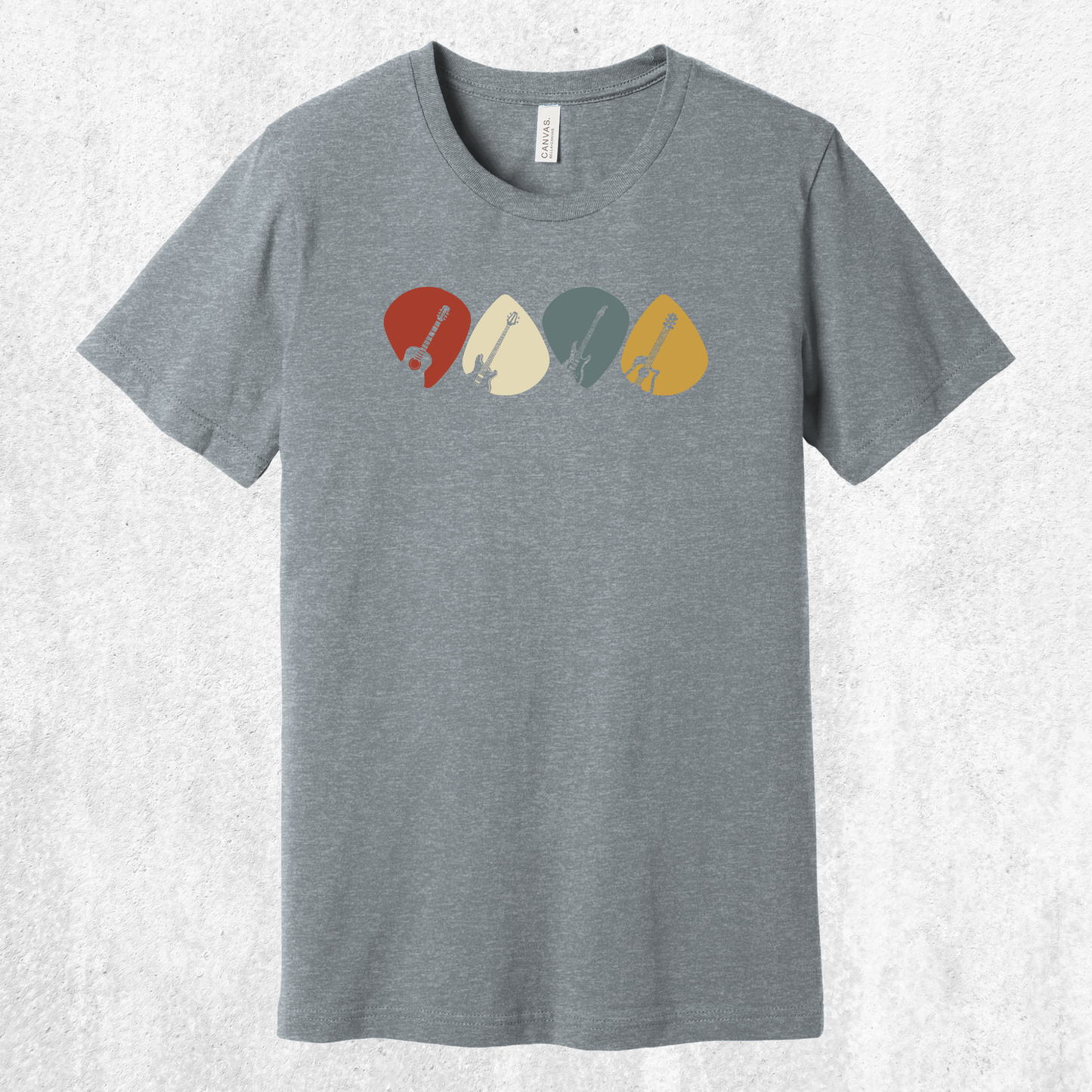 Guitar Plectrum Quartet T-Shirt | 4 Pick Silhouette Tee
