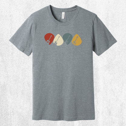 Guitar Plectrum Quartet T-Shirt | 4 Pick Silhouette Tee