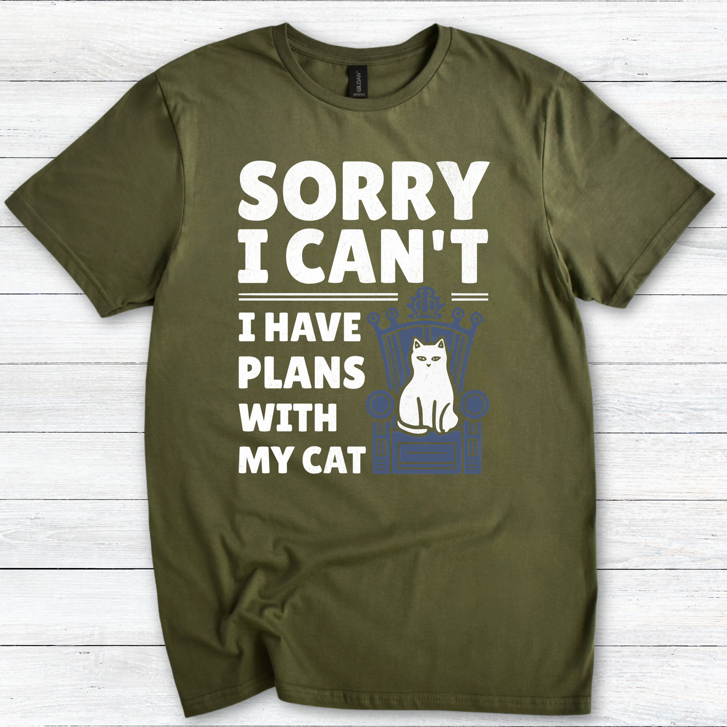 Funny Cat Lover T-Shirt, Sorry I Can't I Have Plans with My Cat, Softstyle Tee, Cat Mom Gift, Cat Dad Shirt, Cat Owner Top
