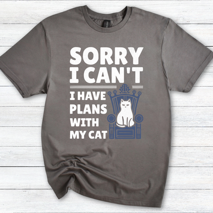 Funny Cat Lover T-Shirt, Sorry I Can't I Have Plans with My Cat, Softstyle Tee, Cat Mom Gift, Cat Dad Shirt, Cat Owner Top