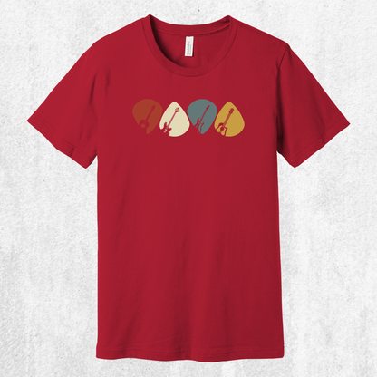 Guitar Plectrum Quartet T-Shirt | 4 Pick Silhouette Tee