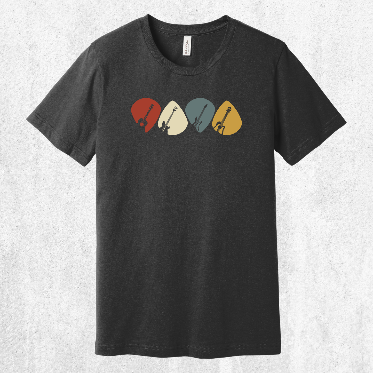 Guitar Plectrum Quartet T-Shirt | 4 Pick Silhouette Tee